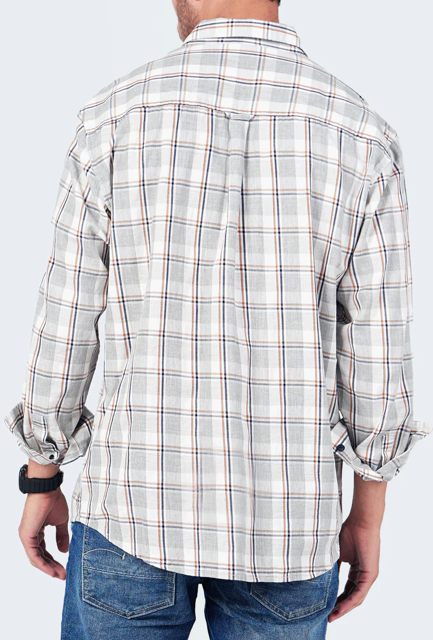 Kemeja Lengan Panjang Regular Athena Grey White - Image 3