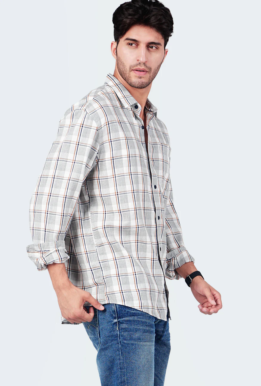 Kemeja Lengan Panjang Regular Athena Grey White - Image 5