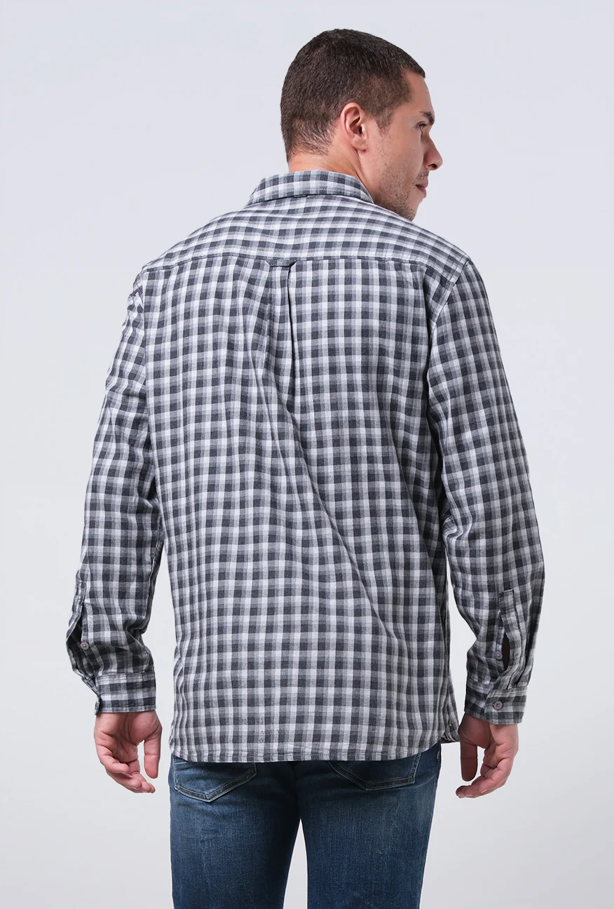 Kemeja Lengan Panjang Dazla Grey White - Image 4
