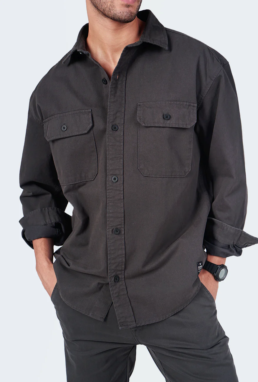 Kemeja Lengan Panjang Outer Dazzle Dark Grey - Image 2