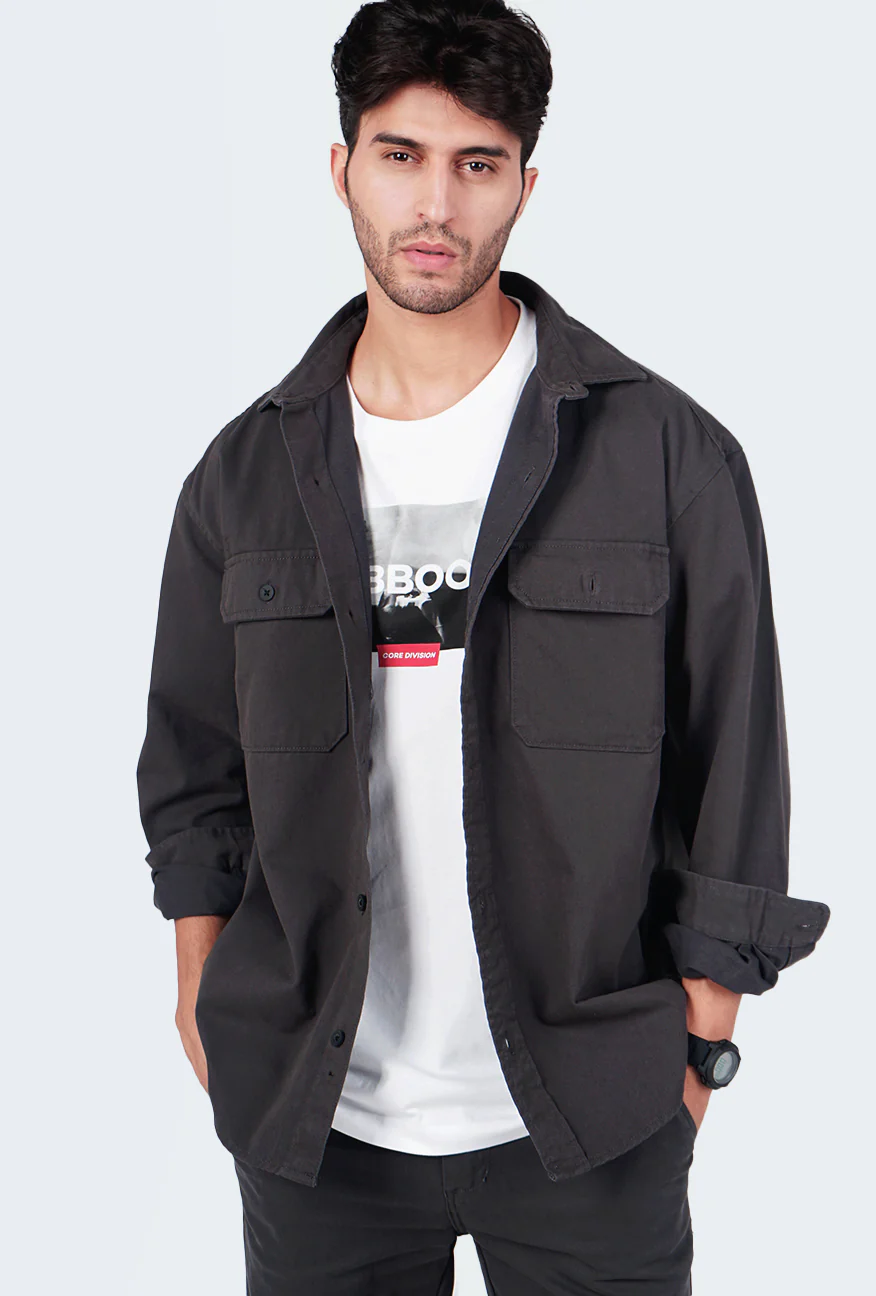 Kemeja Lengan Panjang Outer Dazzle Dark Grey - Image 3