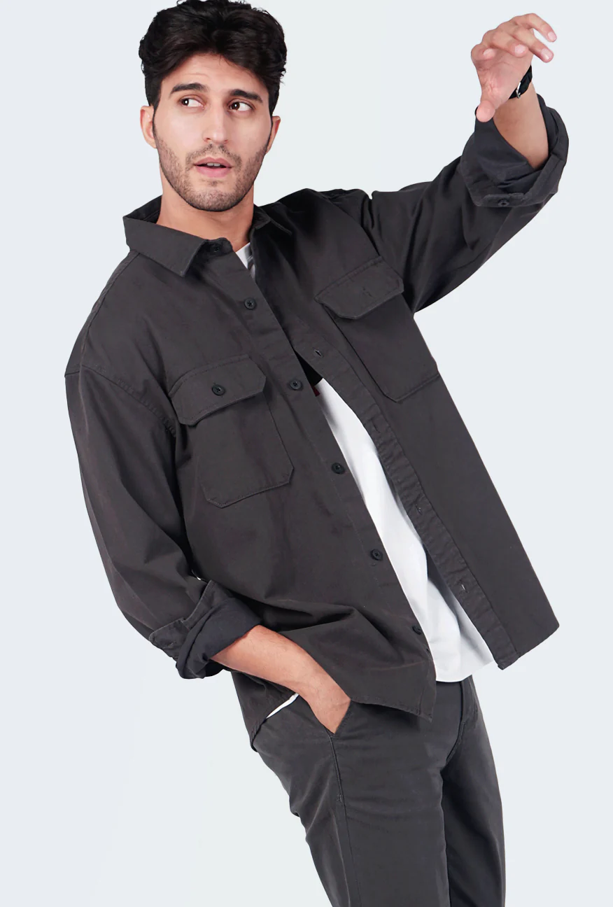 Kemeja Lengan Panjang Outer Dazzle Dark Grey - Image 6