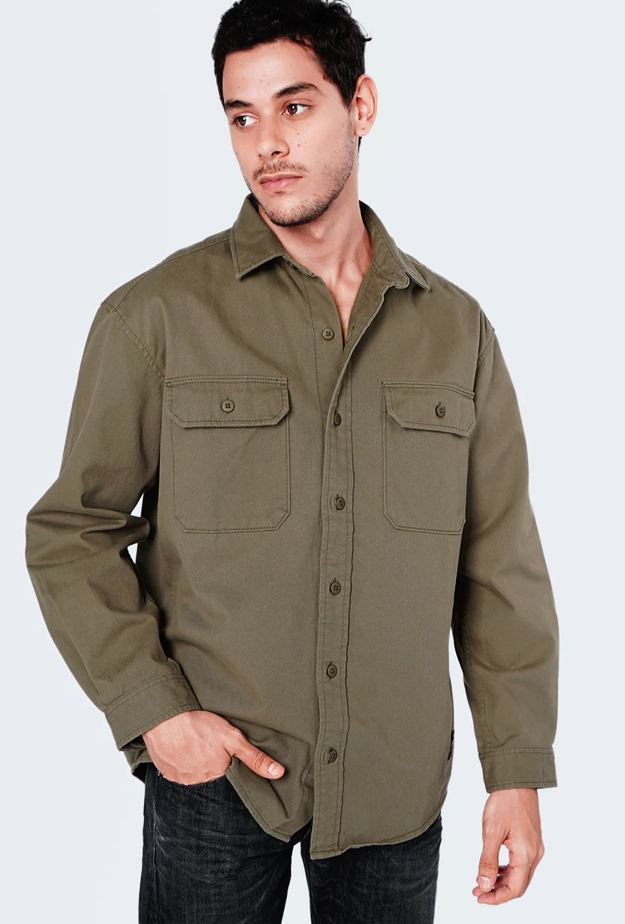 Kemeja Lengan Panjang Outer Dazzle Green Army - Image 2