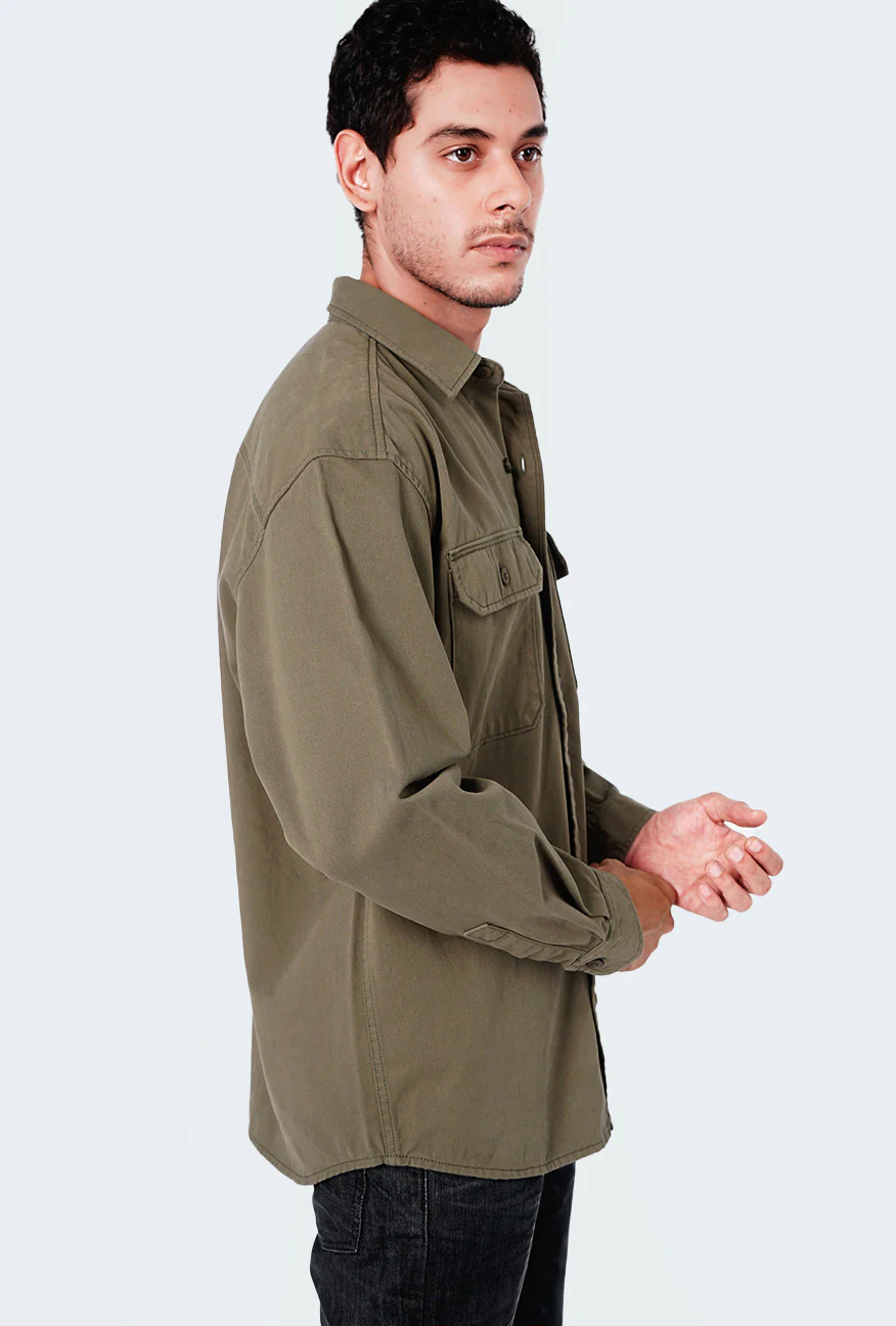 Kemeja Lengan Panjang Outer Dazzle Green Army - Image 4