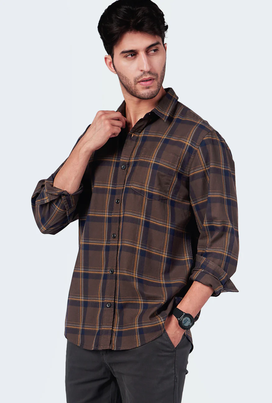 Kemeja Lengan Panjang Draker Brown Regular