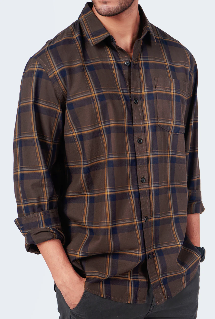 Kemeja Lengan Panjang Draker Brown Regular - Image 2
