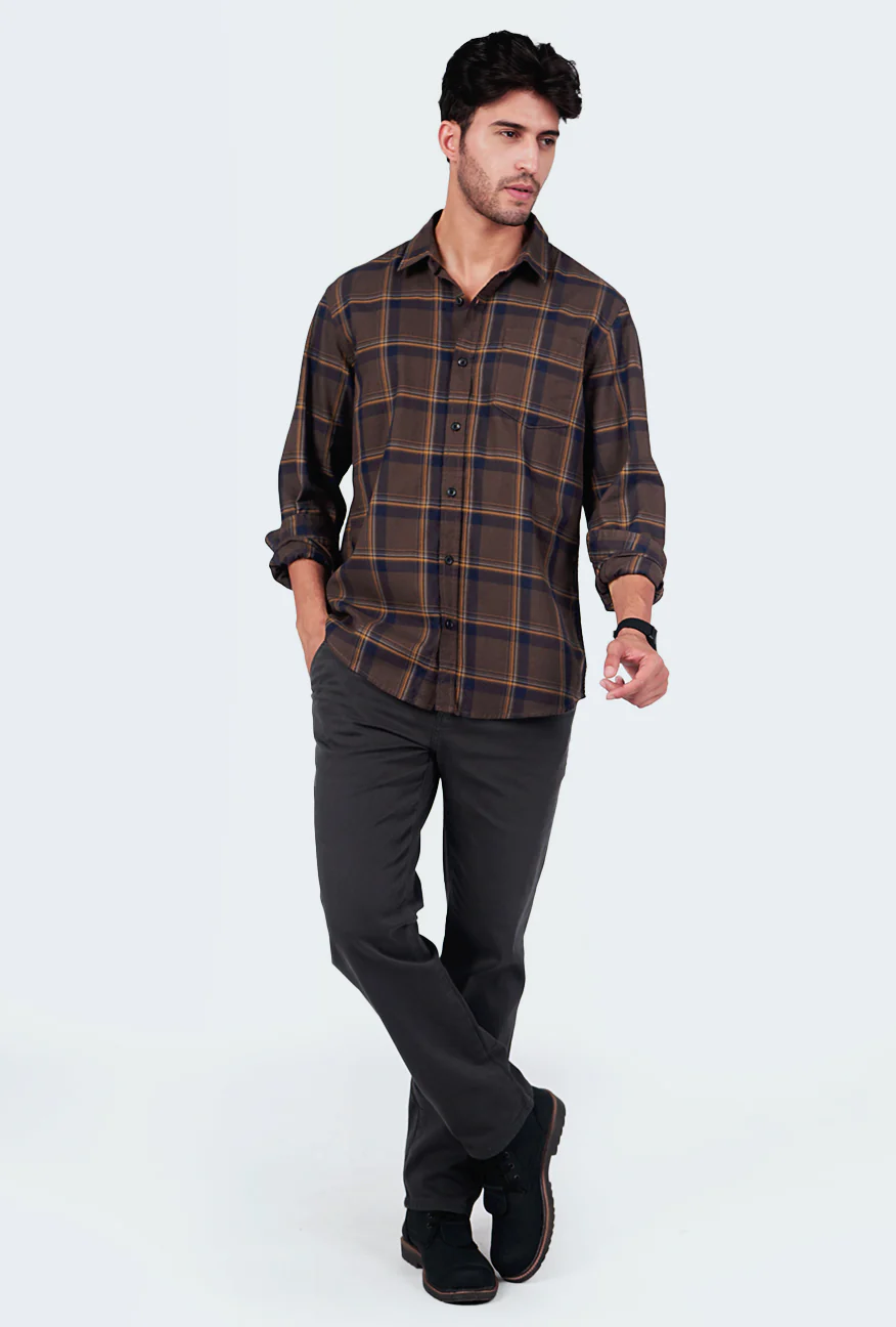 Kemeja Lengan Panjang Draker Brown Regular - Image 5