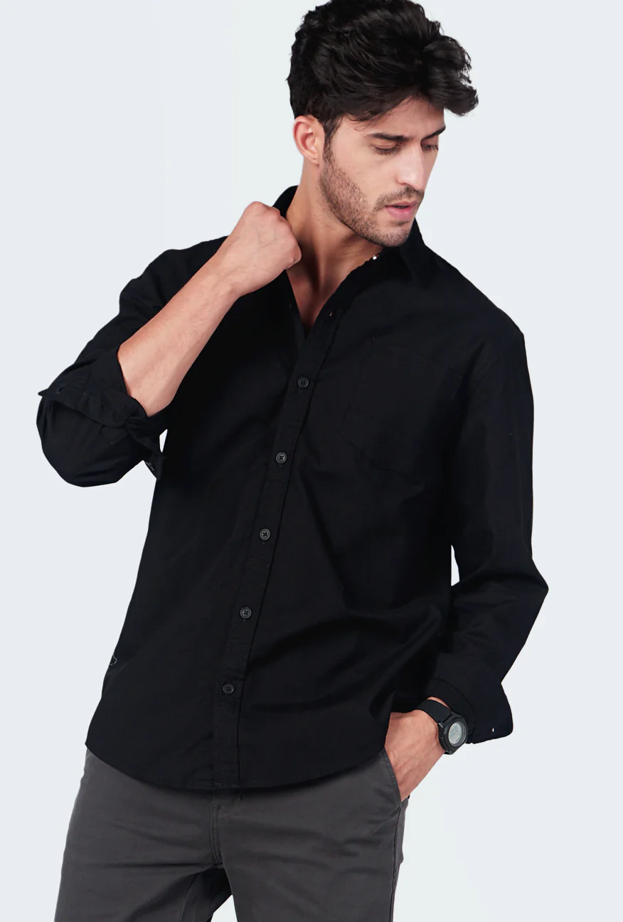 Kemeja Lengan Panjang Hersey Black