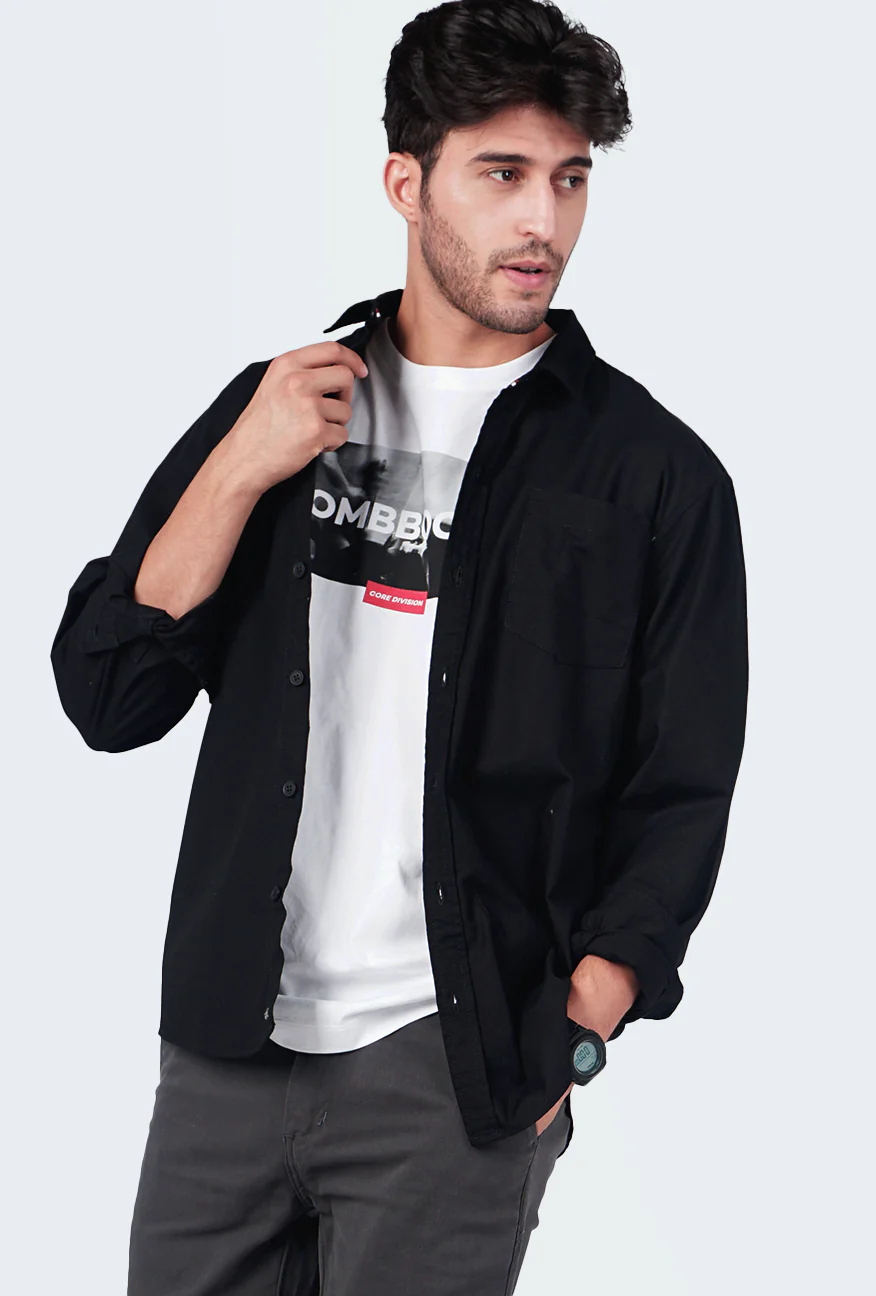Kemeja Lengan Panjang Hersey Black - Image 4