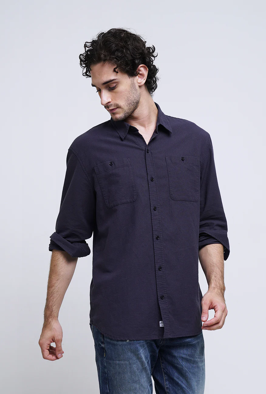 Kemeja Lengan Panjang Higgins Dark Green - Image 2