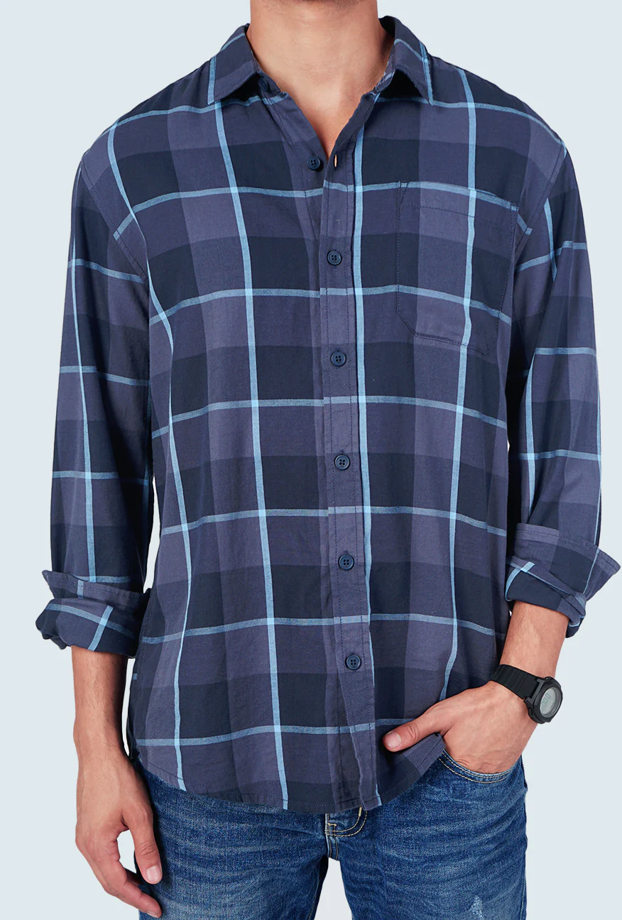 Kemeja Lengan Panjang Malonez Navy Blue Regular - Image 2