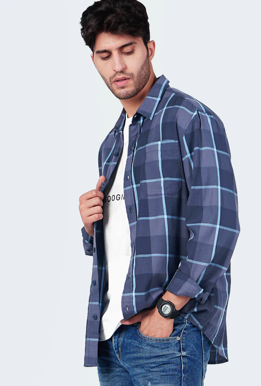 Kemeja Lengan Panjang Malonez Navy Blue Regular - Image 3
