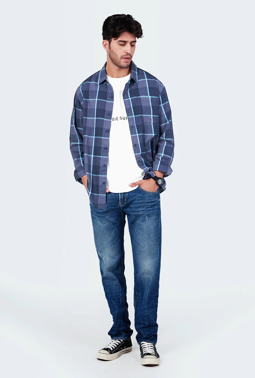 Kemeja Lengan Panjang Malonez Navy Blue Regular - Image 4