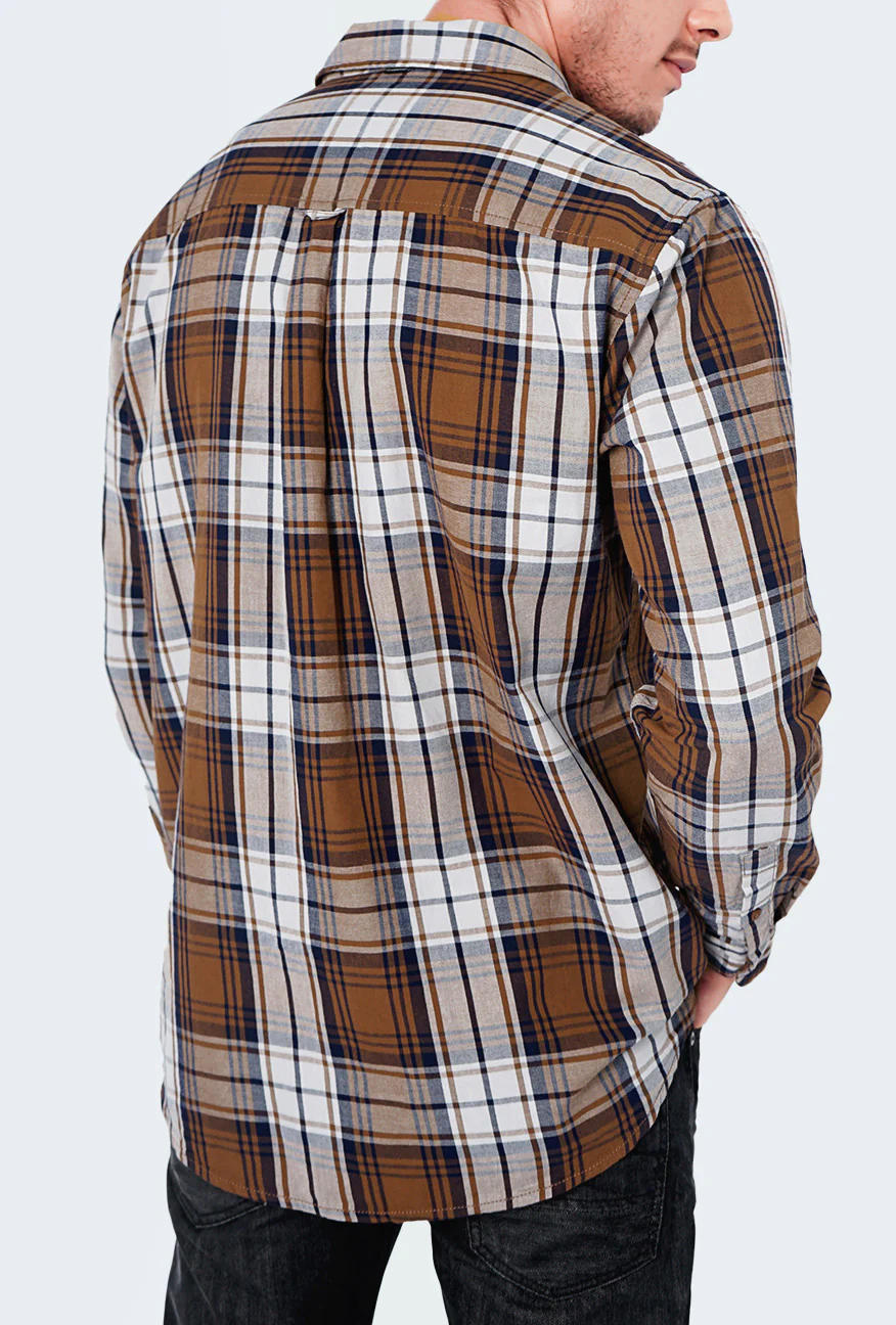 Kemeja Lengan Panjang Moonight Brown Navy - Image 4