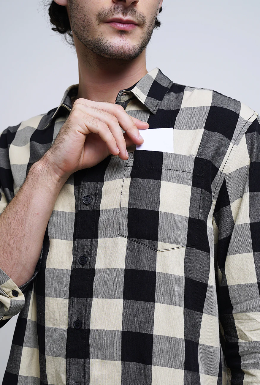 Kemeja Lengan Panjang Norden Black Cream - Image 2