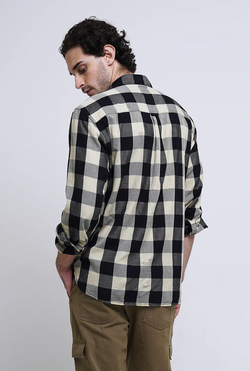 Kemeja Lengan Panjang Norden Black Cream - Image 5