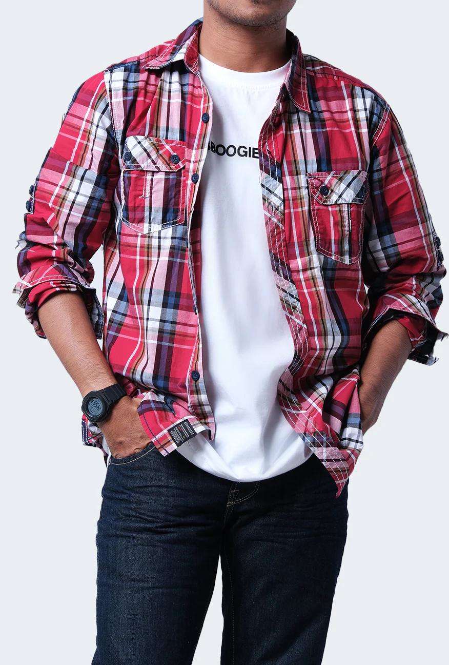 Kemeja Lengan Panjang Optimus Prime Red White - Image 2