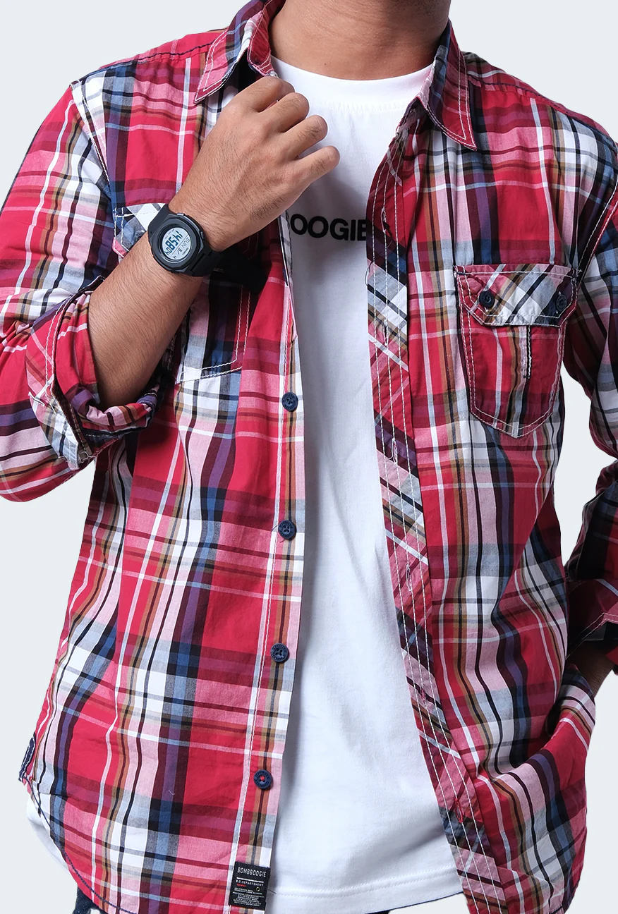Kemeja Lengan Panjang Optimus Prime Red White - Image 4
