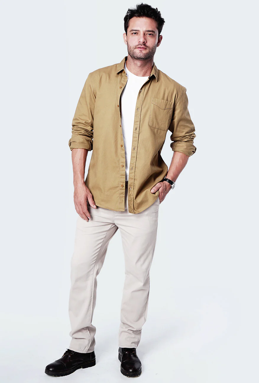 Kemeja Lengan Panjang Orlov Khaki - Image 2