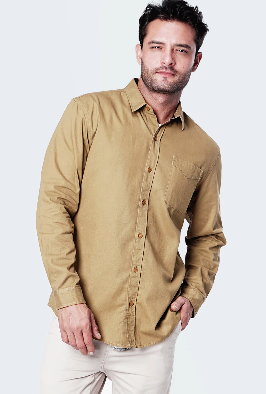 Kemeja Lengan Panjang Orlov Khaki - Image 3