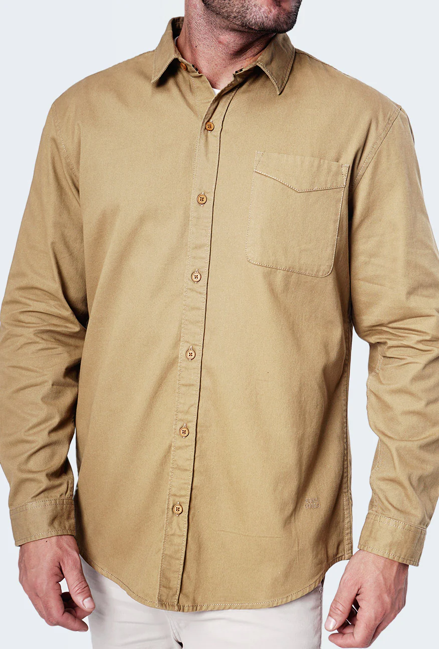 Kemeja Lengan Panjang Orlov Khaki - Image 4