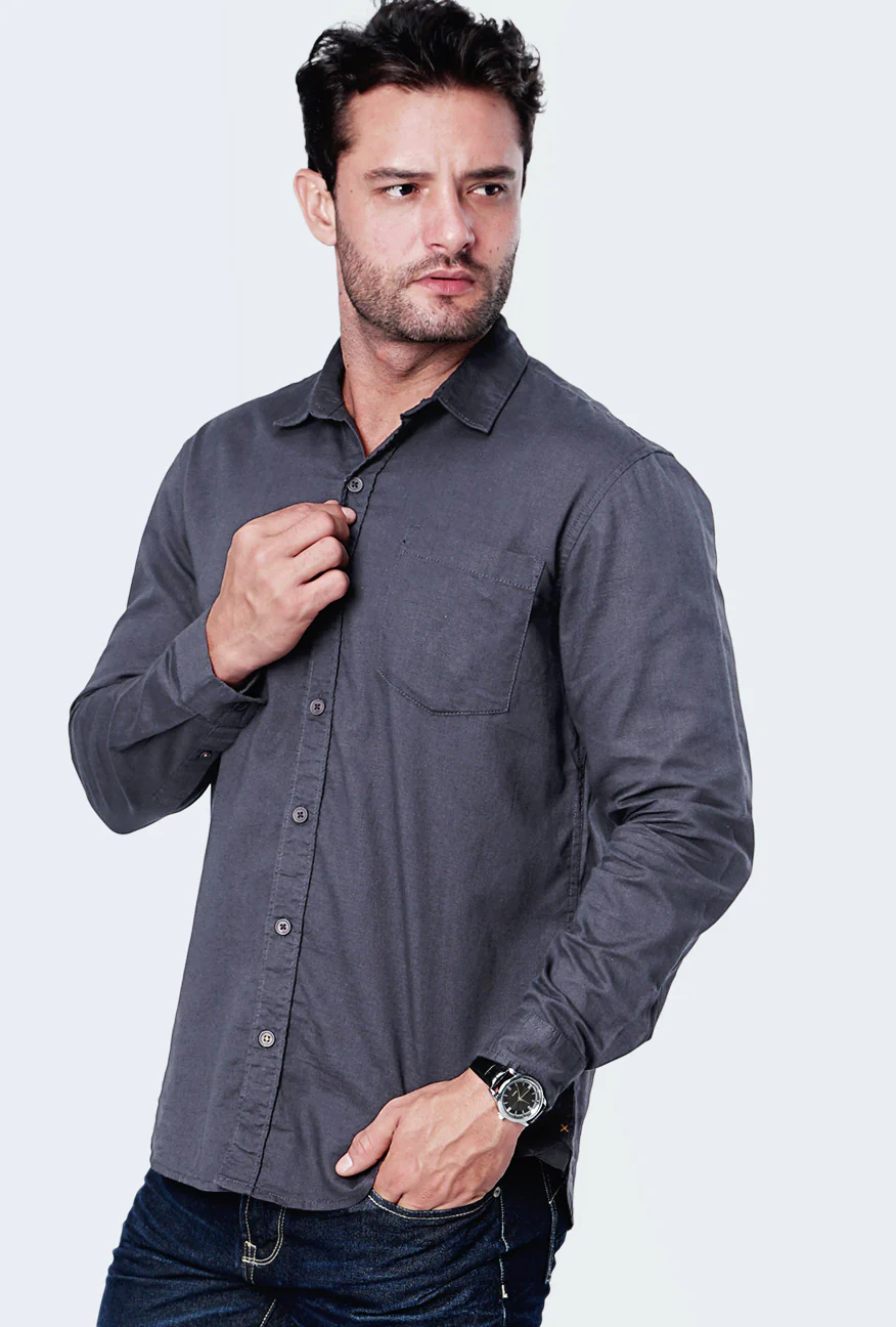 Kemeja Lengan Panjang Ottoman Dark Grey