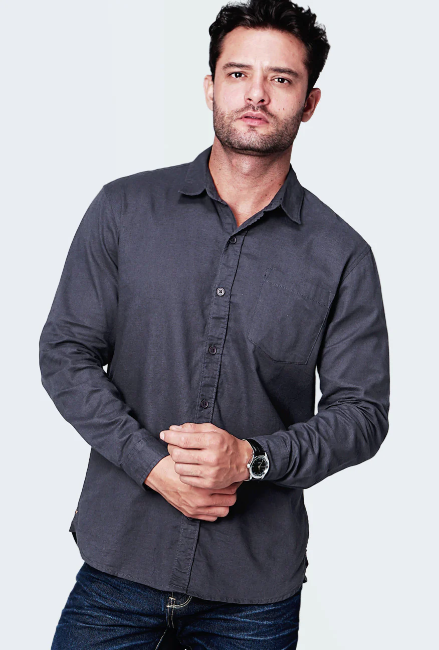 Kemeja Lengan Panjang Ottoman Dark Grey - Image 4