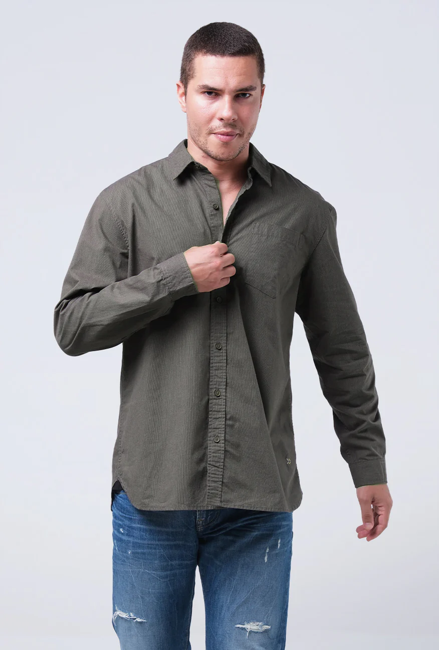 Kemeja Lengan Panjang Regular Gillmour Dark Green - Image 2