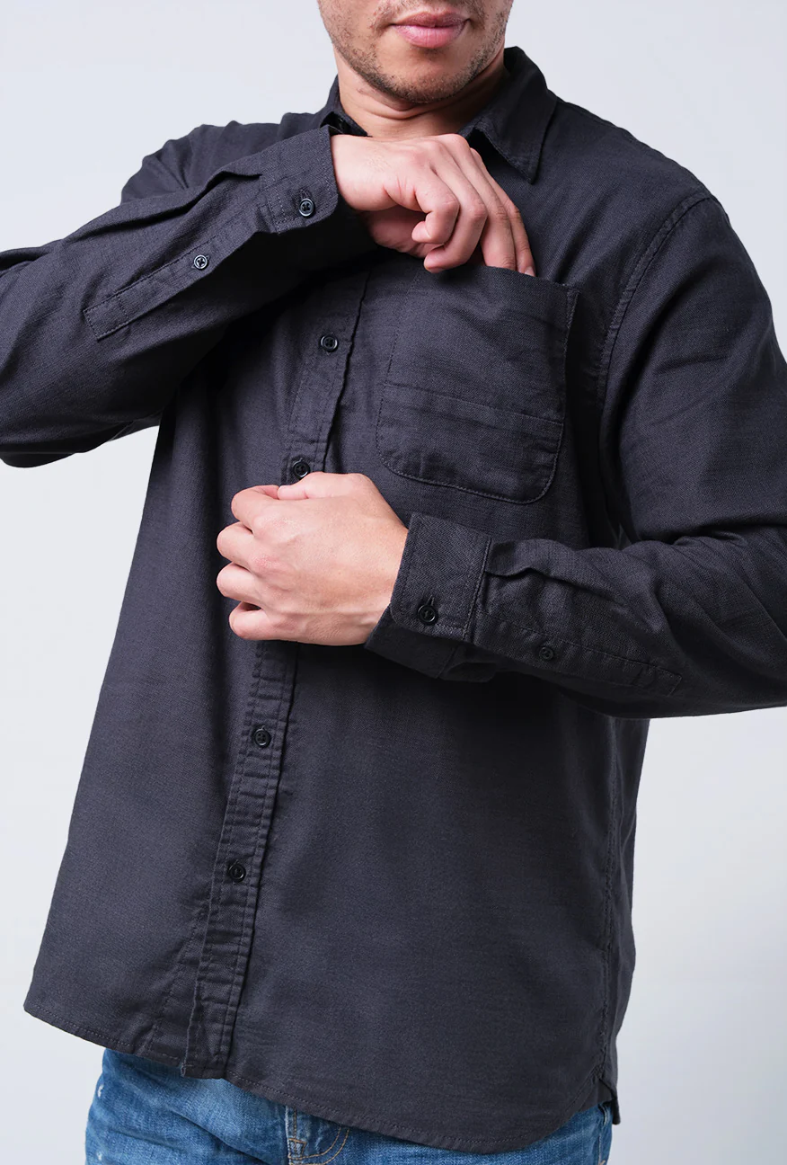 Kemeja Lengan Panjang Regular Linox Dark Grey - Image 4