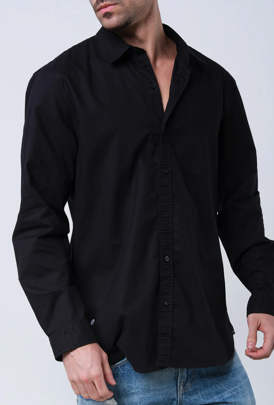 Kemeja Lengan Panjang Regular Long Dash Black - Image 2