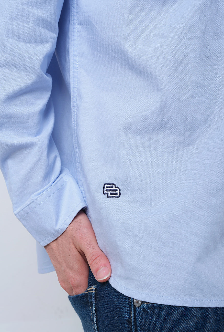 Kemeja Lengan Panjang Regular Long Dash Light Blue - Image 4
