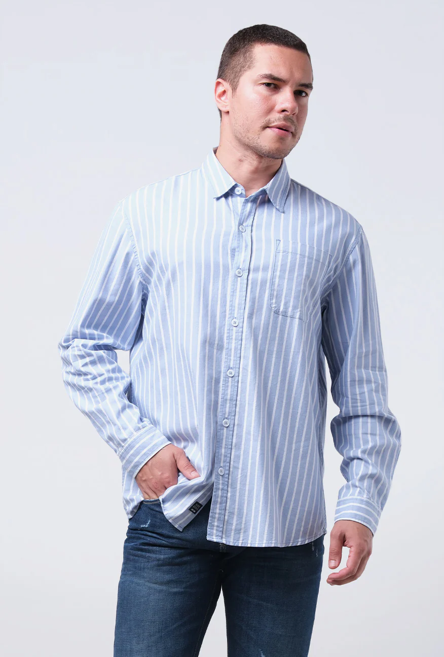 Kemeja Lengan Panjang Regular Marlow Blue White - Image 2
