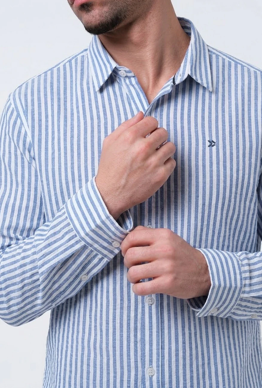Kemeja Lengan Panjang Regular Megan Blue White - Image 2