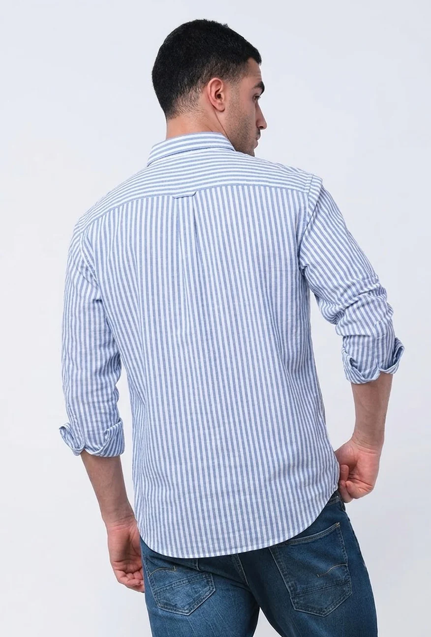 Kemeja Lengan Panjang Regular Megan Blue White - Image 4