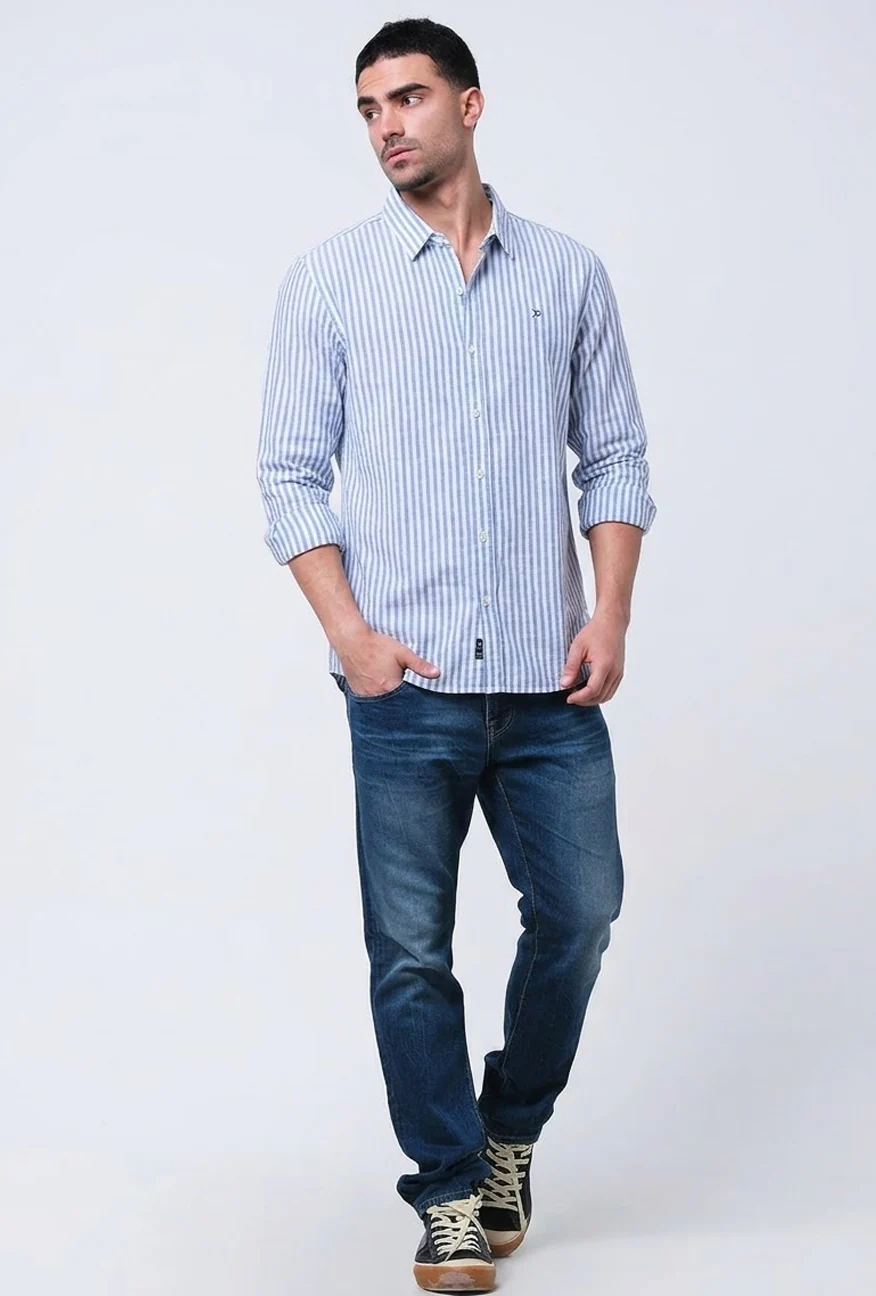 Kemeja Lengan Panjang Regular Megan Blue White - Image 5