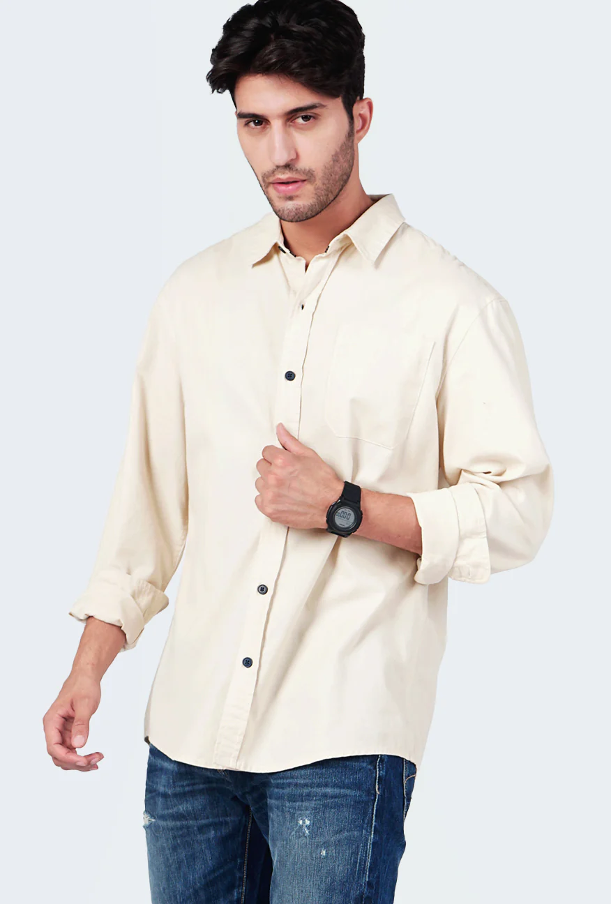 Kemeja Lengan Panjang Regular Ottoman 4.0 Ivory Cream