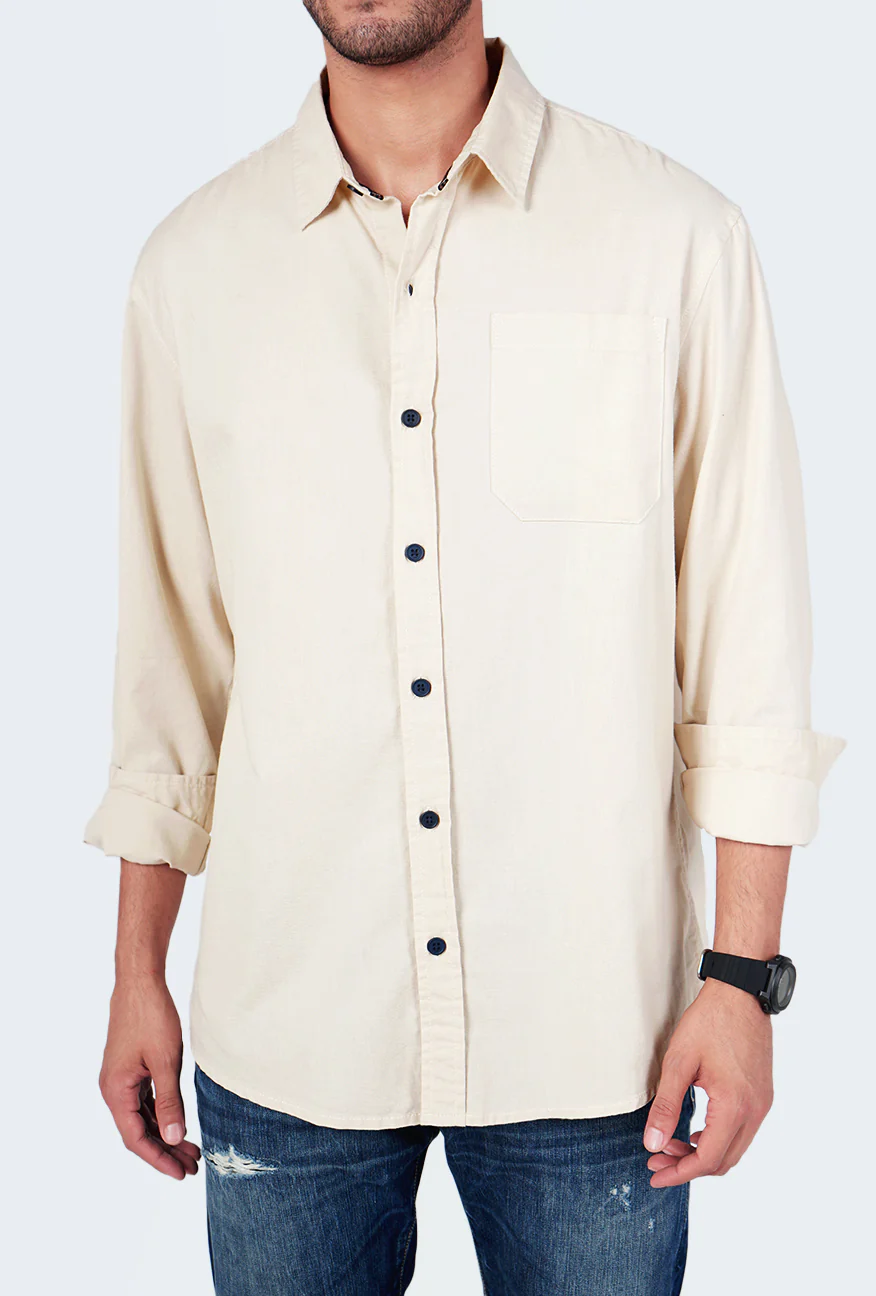 Kemeja Lengan Panjang Regular Ottoman 4.0 Ivory Cream - Image 4