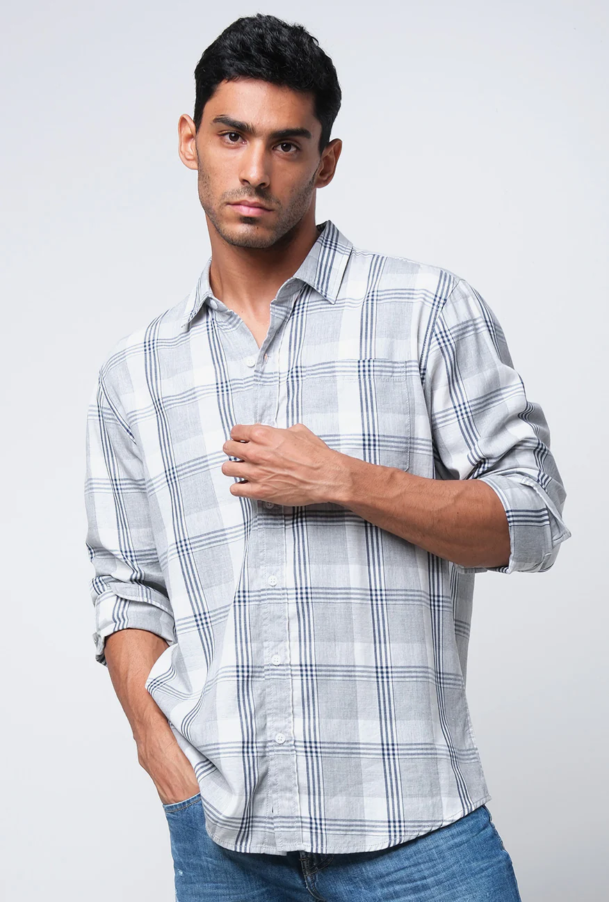 Kemeja Lengan Panjang Regular Rodney Grey Navy - Image 2