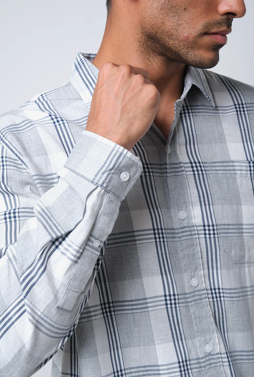 Kemeja Lengan Panjang Regular Rodney Grey Navy - Image 5