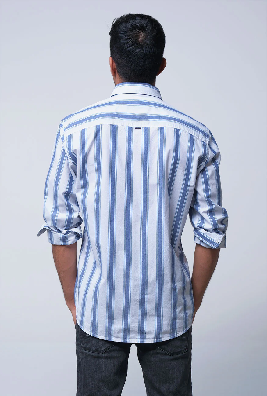 Kemeja Lengan Panjang Regular Rondo Offwhite Navy - Image 3