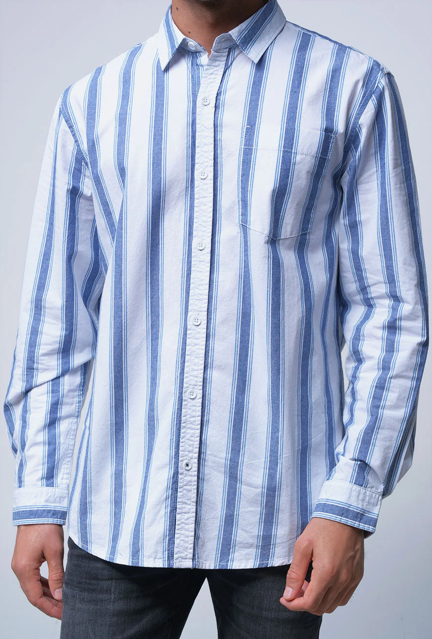 Kemeja Lengan Panjang Regular Rondo Offwhite Navy - Image 5