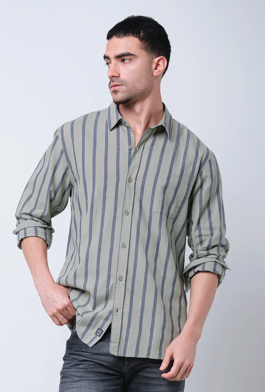 Kemeja Lengan Panjang Regular Slinky Olive Navy