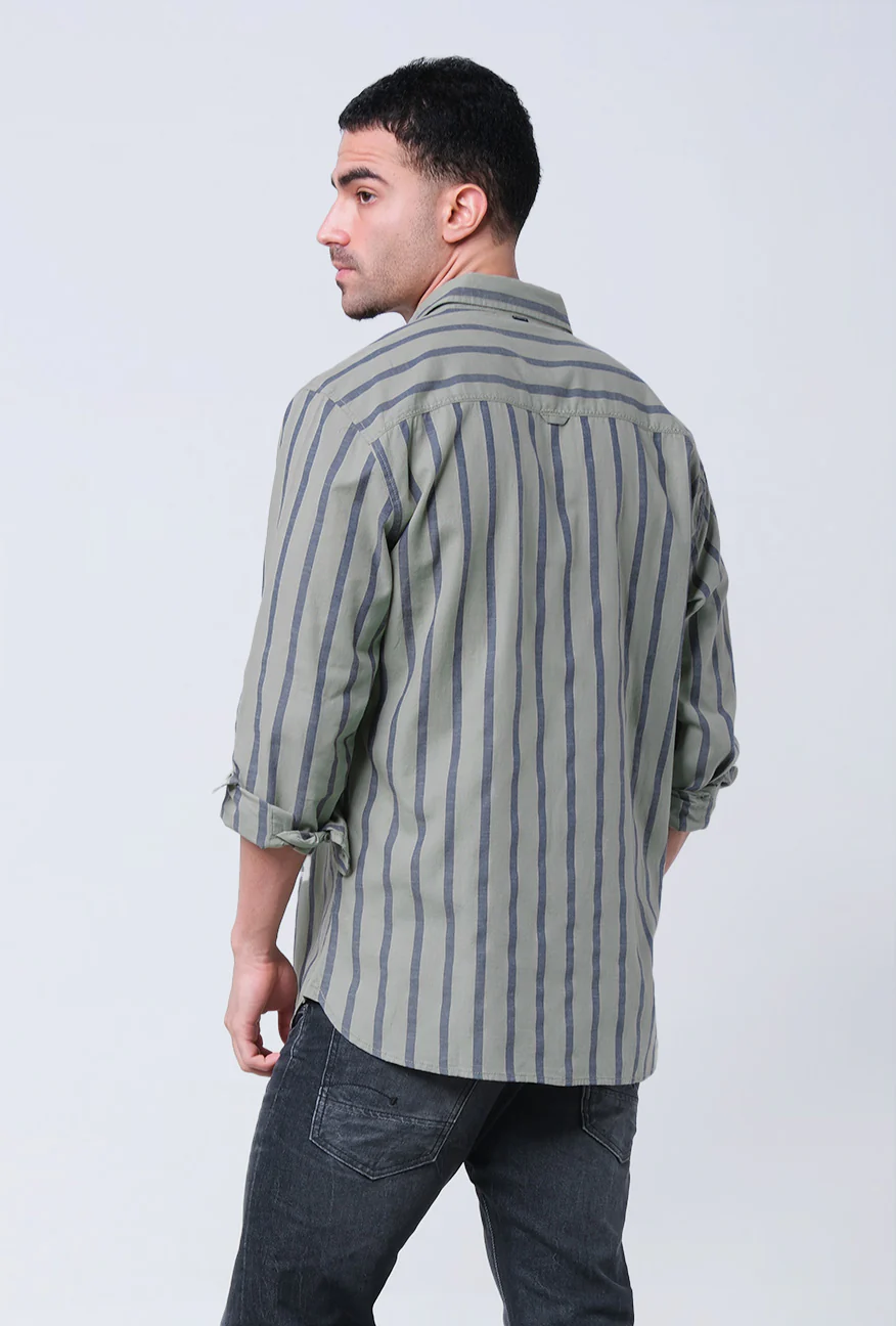 Kemeja Lengan Panjang Regular Slinky Olive Navy - Image 4