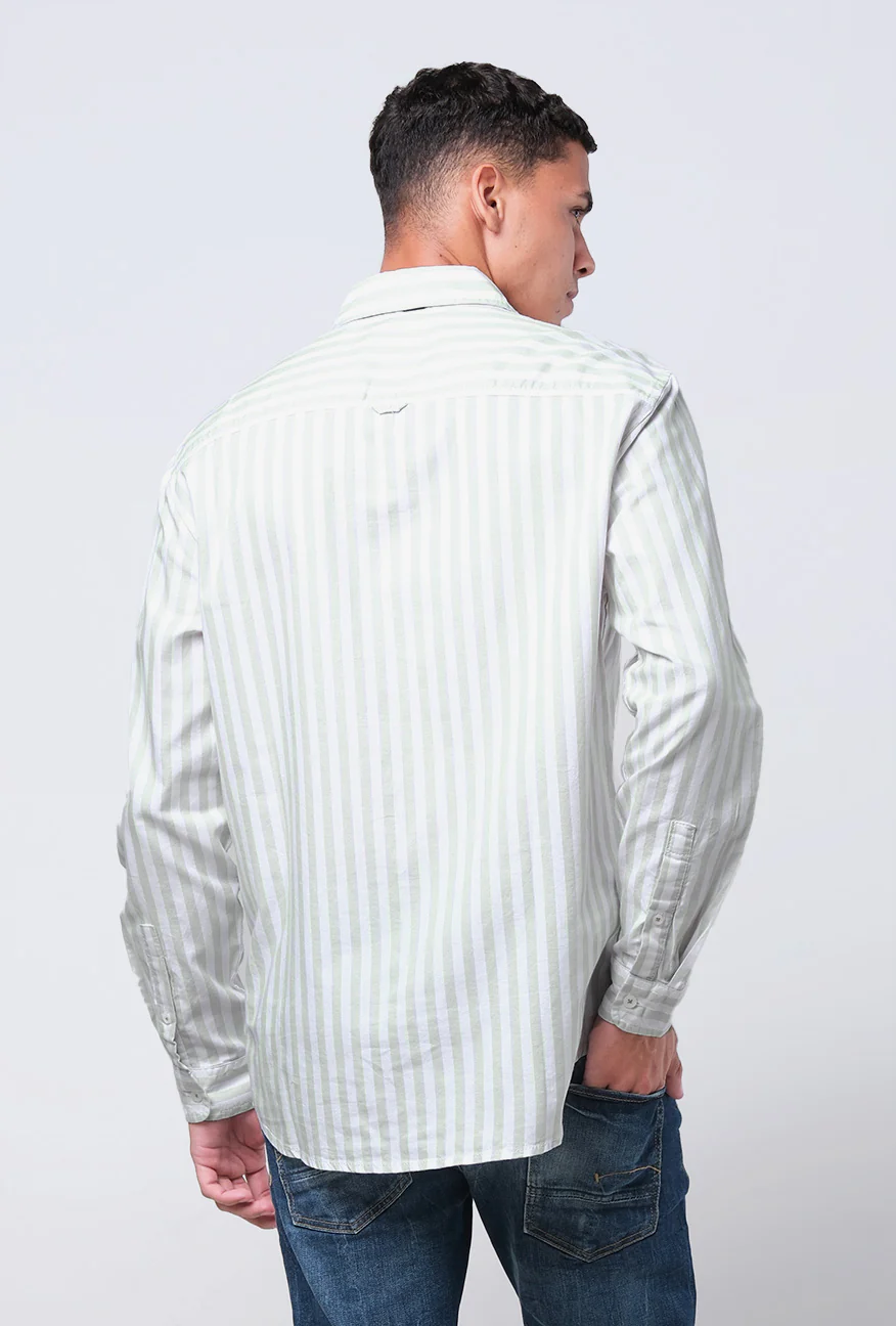 Kemeja Lengan Panjang Regular Tudor White Light Green - Image 6