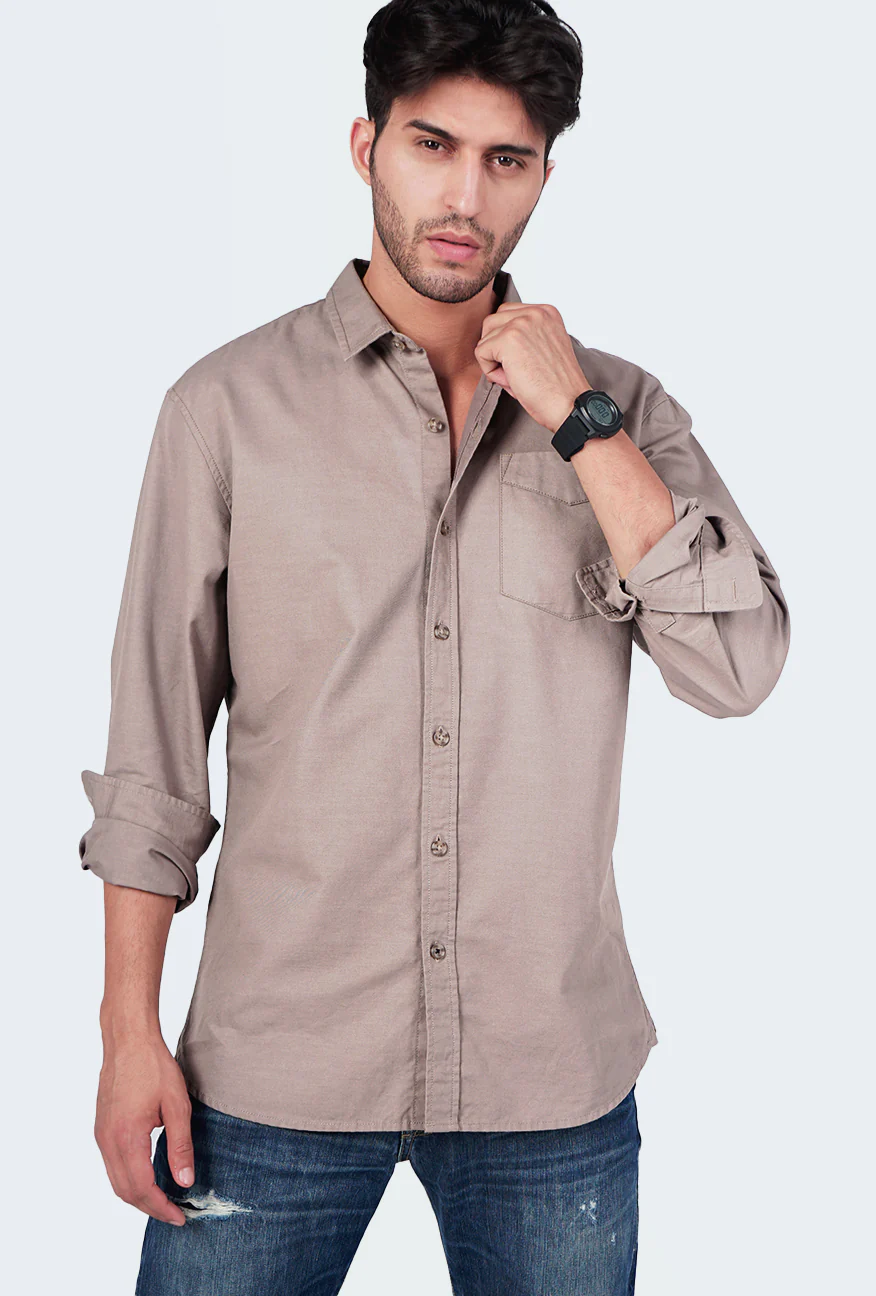 Kemeja Lengan Panjang Sluber Khaki - Image 2