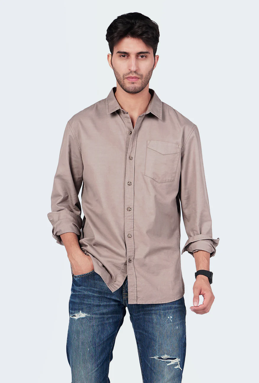 Kemeja Lengan Panjang Sluber Khaki - Image 3