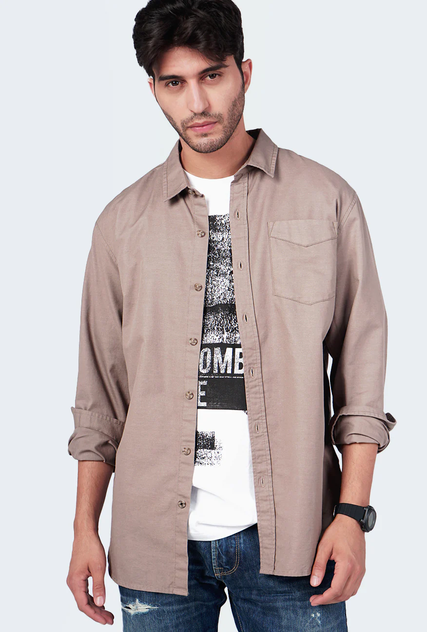 Kemeja Lengan Panjang Sluber Khaki - Image 5