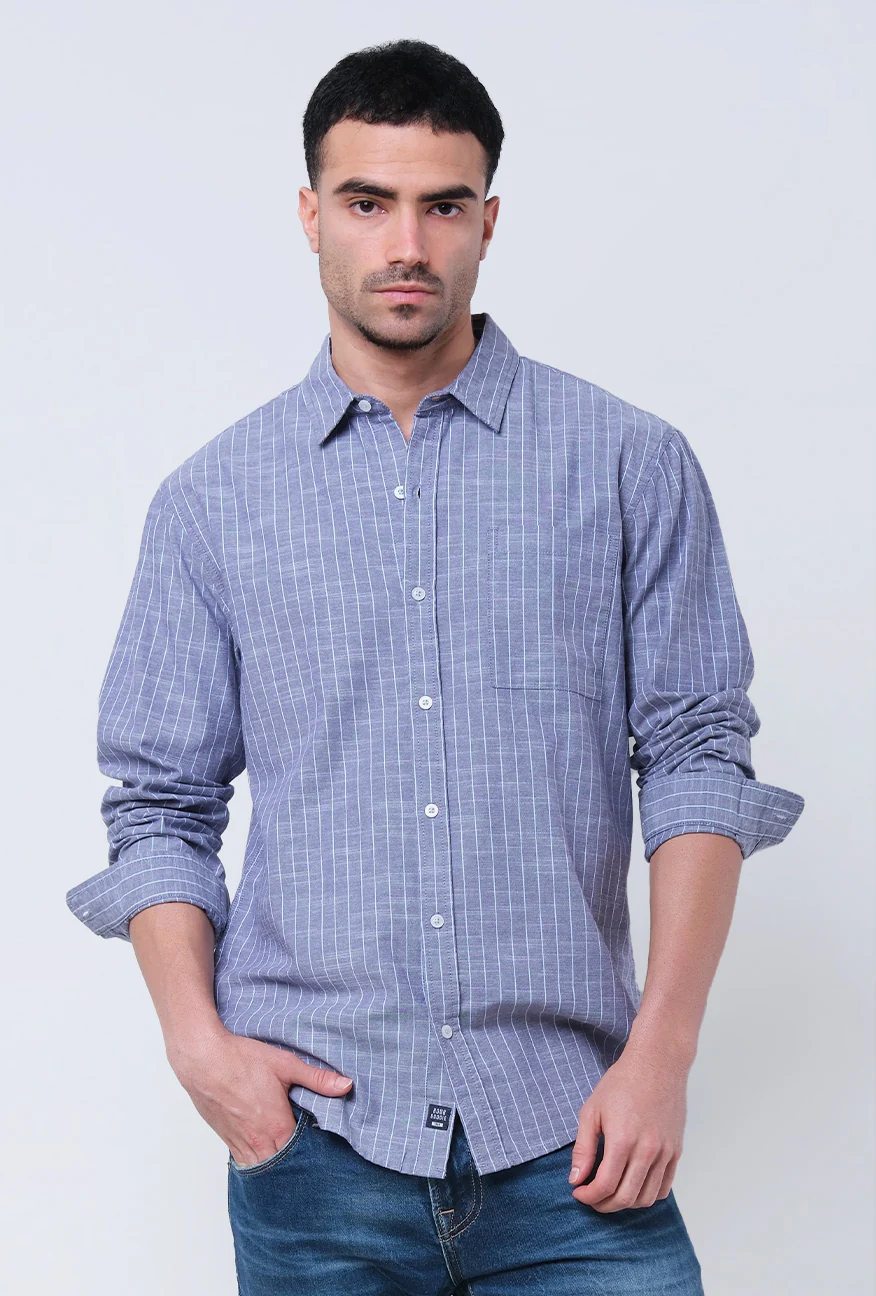 Kemeja Lengan Panjang Stridle Blue White