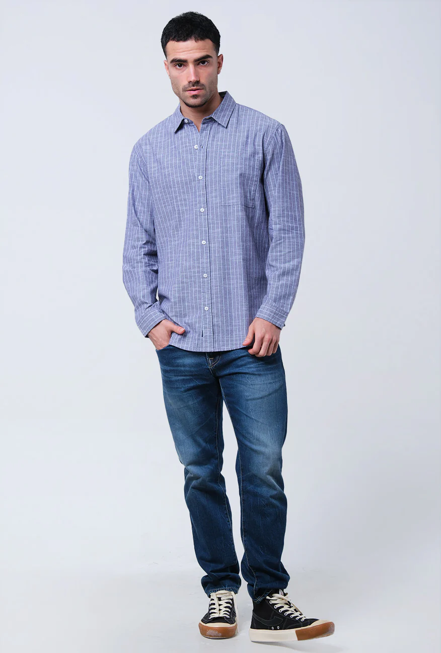 Kemeja Lengan Panjang Stridle Blue White - Image 2