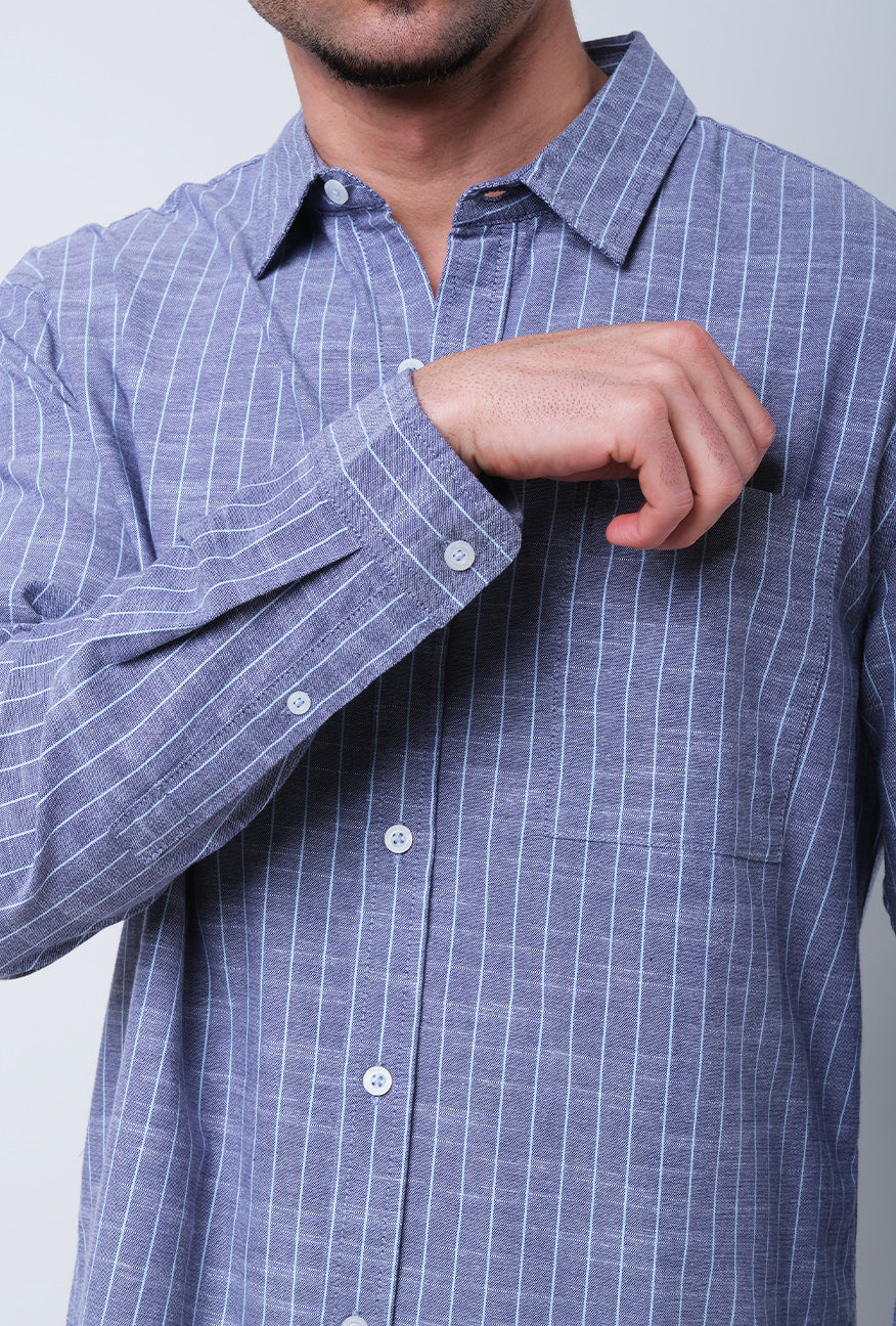 Kemeja Lengan Panjang Stridle Blue White - Image 3